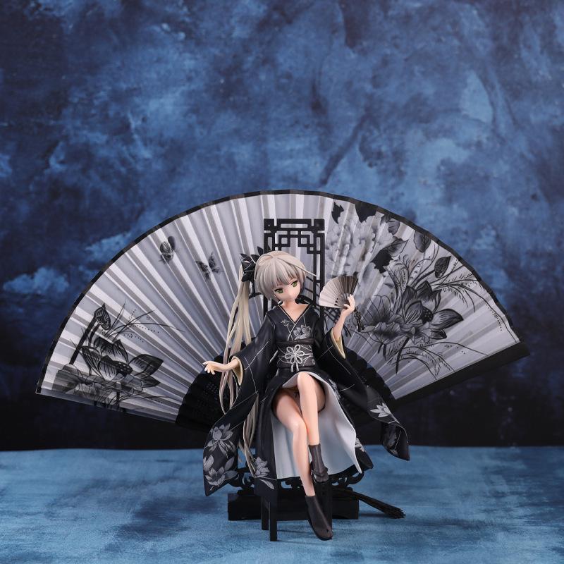 Yosuga no Sora Anime Figure: Large Sora-chan in Japanese Kimono with Fan Black Kimono Sora with Fan