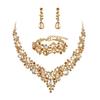 Elegant Women's Jewelry Set: Necklace, Earrings, and Bracelet - Perfect for Fashionable Brides and Banquets.