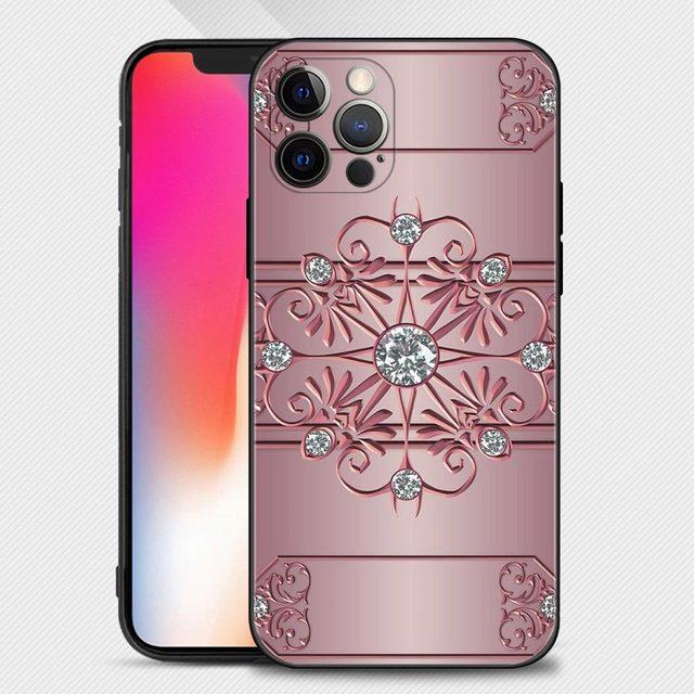 Rose Rosa Lila Bling Muster Telefon Fall Für Apple Iphone 14 13 12 11 Pro Max 13 12 Mini Xs Max xr X 7 8 Plus 6 6s Shell