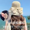 Sunshade Vinyl Sunscreen Hat Bow Summer Face Covering Fisherman's Hat Outdoor Straw Hat UV Protection Sun Hat for Women