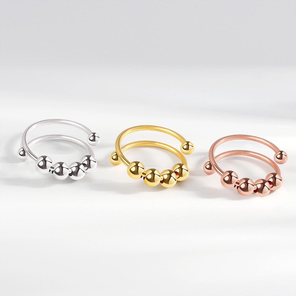Creative Geometric Beaded Ring Unisex Stress Relief Fashion Jewelry Accessory For Men And Women