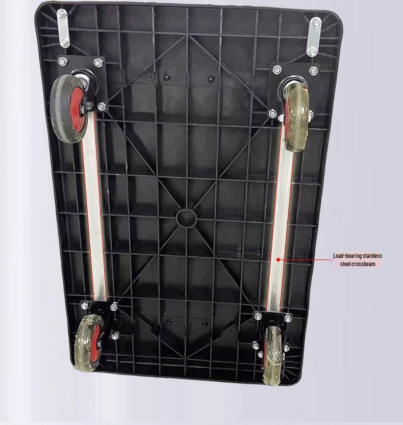 Foldable Silent Flatbed Hand Truck - Lightweight, Thickened, Household Trolley Dolly Cart