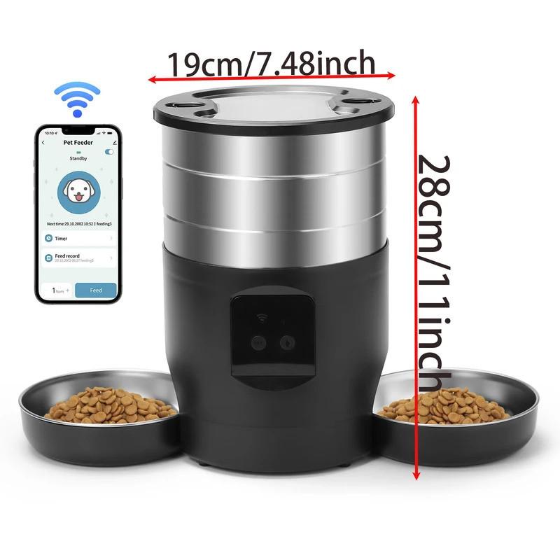 4.5L Large Capacity Dogs and Cats Smart Food Dispenser Stainless Steel Pet Feeder Bowl Automatic Pet Cat Feeder