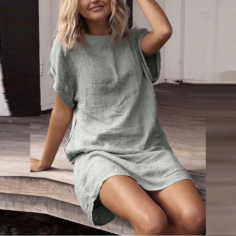 

Women s Loose Casual Short sleeve Dress Women Gray XXXL
