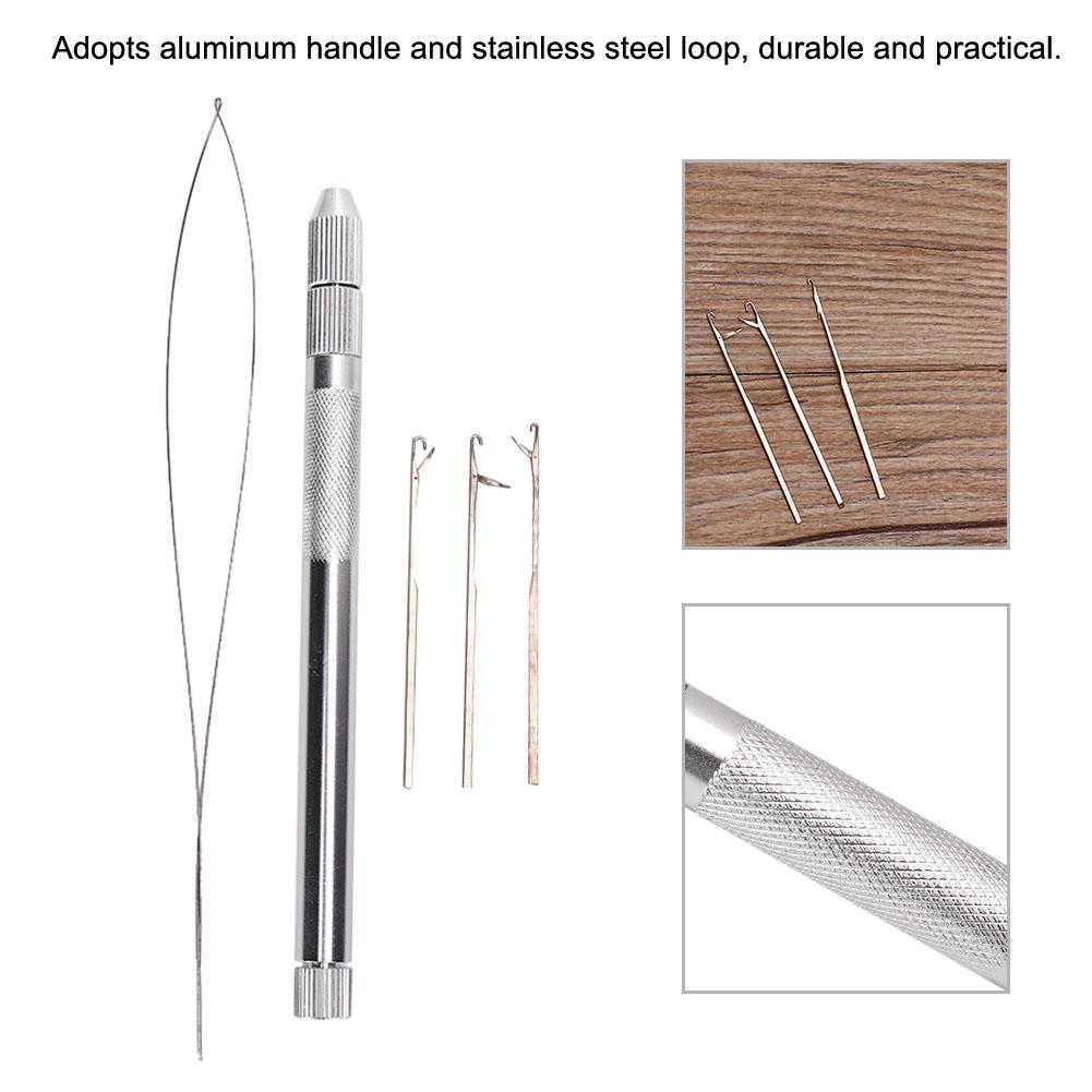 Aluminum Handle Pulling Loop Needle Micro Beads Looper Threader for Hair Extension