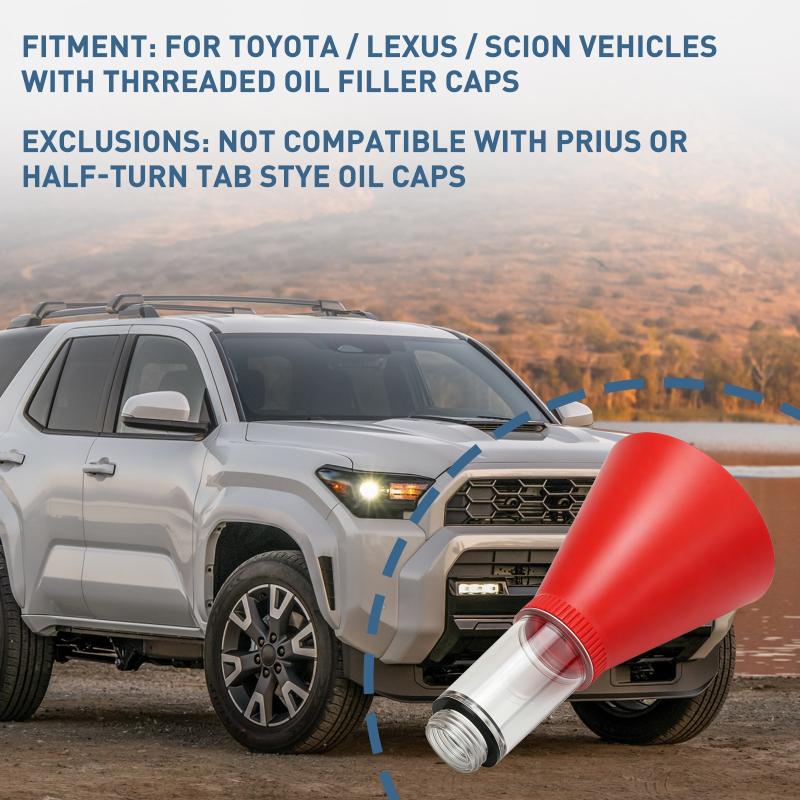 Threaded Engine Oil Filling Funnel with Filter Screen Spill Proof Oil Change Gadget Perfect for Scion Car Quick Oil Replacement