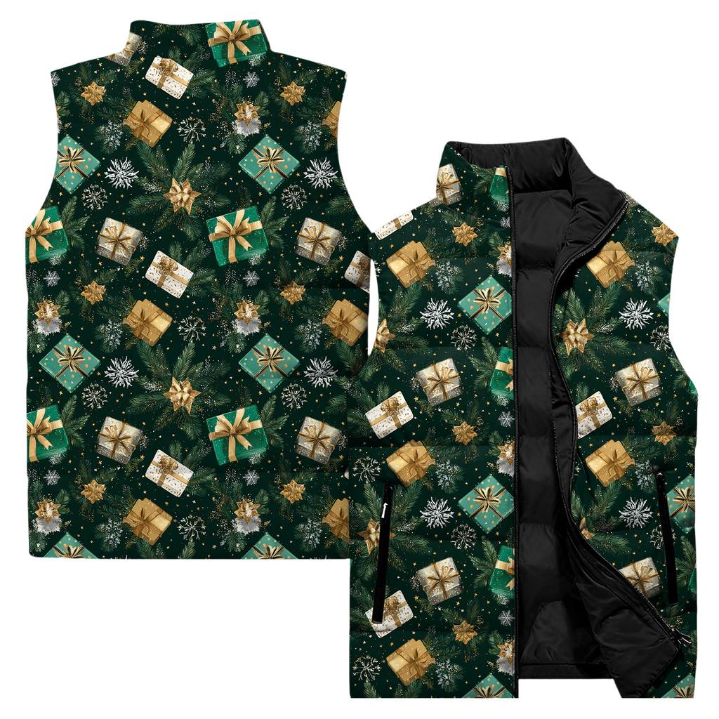 Ladies' Casual And Fashionable Sleeveless Vest Christmas Printed Cotton Jacket