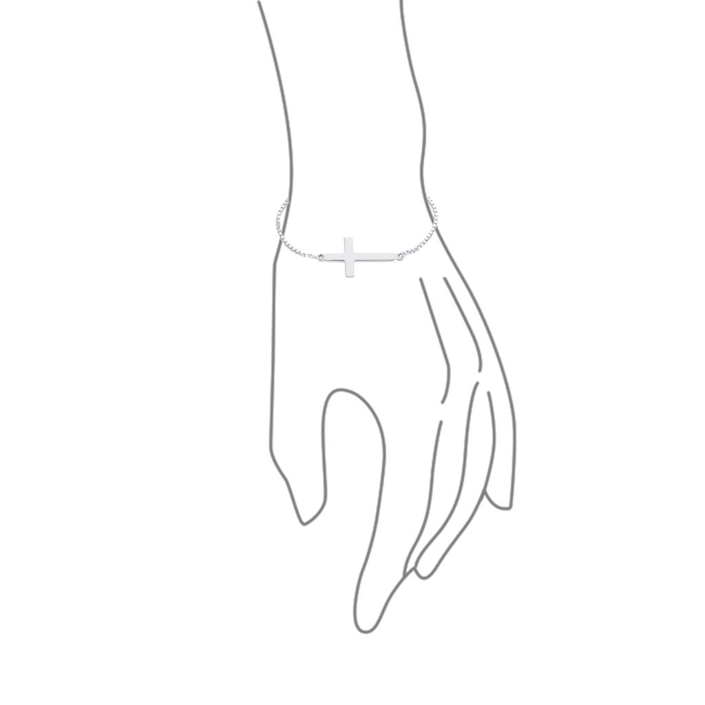 Personalisierbares Bolo-Armband mit horizontalem Kreuz, für Frauen und Teenager, Sterlingsilber, 12,7 cm, verstellbar, anpassbar, 925er-Jahre, 7–8