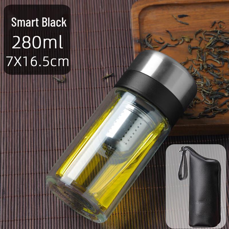 FAWLES Portable Double Wall Borosilicate Glass Tea Infuser Bottle