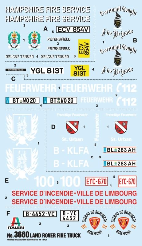 Platz Italeri Hasičské auto Land Rover Plastový model IT3660 1/24