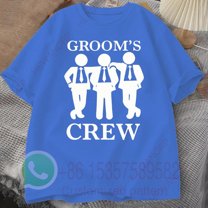 Groom Crew Tshirt Mens Tracksuit Cotton Casual Sportswear Crew Neck Pullover Short Sleeve Tops Breathable Summer Streetwear