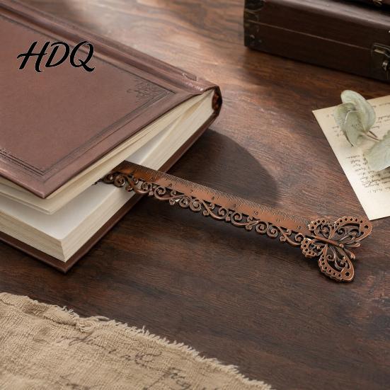 Classical Charm Bookmark Butterfly Ginkgo Ruler 2 in 1 Metal Measuring Page