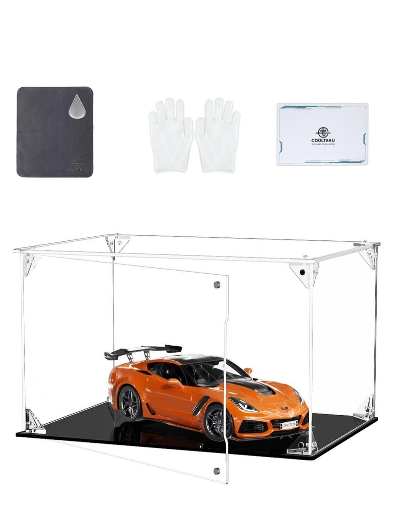 COOLTAKU Figure UV Magnet Front Door with Collection More Assembly Acrylic Display Stain Cleaning Cloth Figure Storage 30 x Depth 20 x Height 20 Base