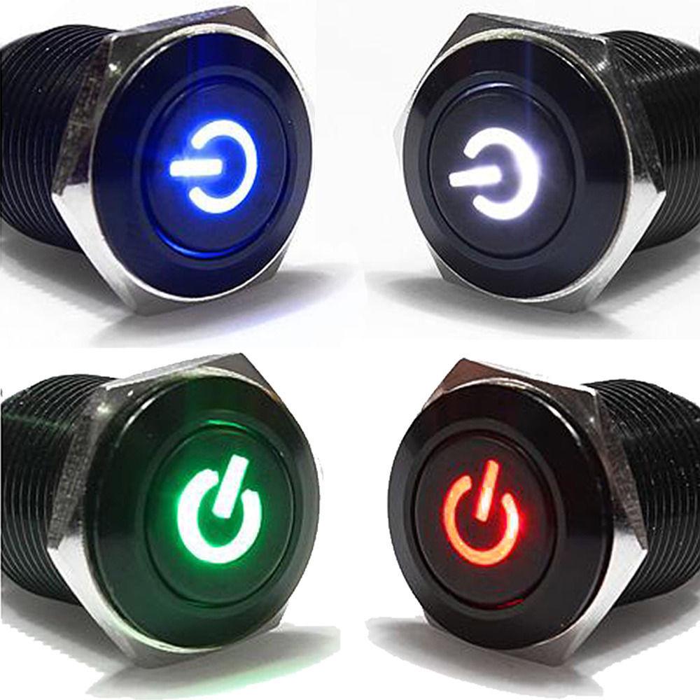 4 Pcs 16mm 12V Car Metal Push Button Switch Latching ON-OFF LED Light ...