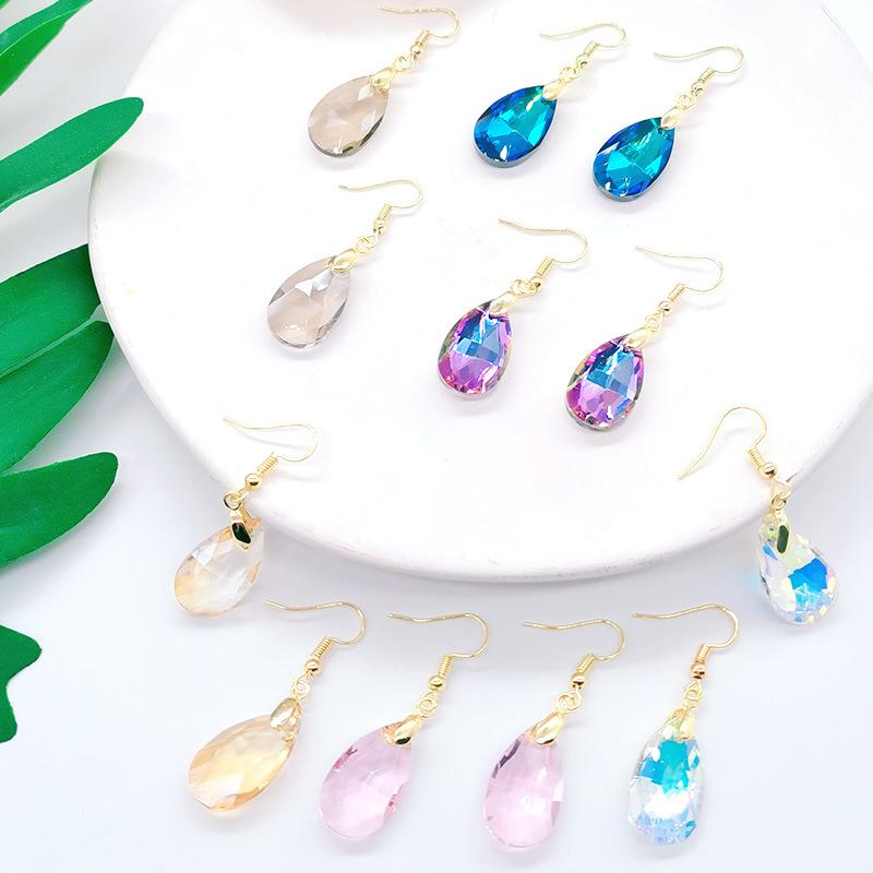 Pinkdudu Fashion 6 Color Rhinestone Water Drop Earrings Romantic Elegant Geometric Earring for Women Jewelry Gifts PD1407