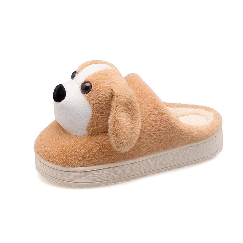 

Зимние детские хлопковые тапочки на толстой подошве, нескользящие, с мультяшным милым щенком, для мальчиков и девочек, с закрытым носком, утолщенные, домашние пушистые тапочки 195 (inner length 18cm) жёлтый