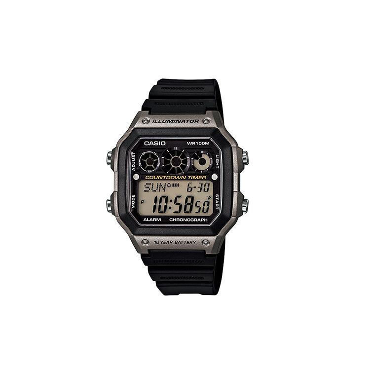 Casio Men's Black Standard Series Classic Retro Square Ten-Year Power Waterproof Quartz Movet Resin Strap Watch Watches Ae-1300Wh-8A