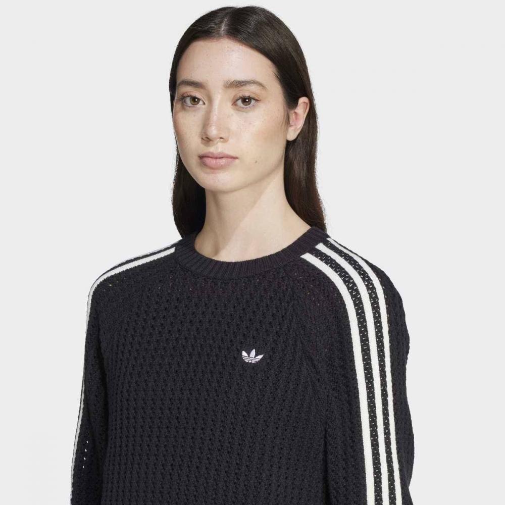 adidas Women S Adicolor Knitted Crew SweatShirt Black Jd0905