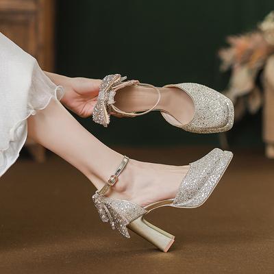 French Engagement Shoes Female Mary Jane Autumn 2025 New Wedding Gift Square Head Thick Heel Temperament High Heels