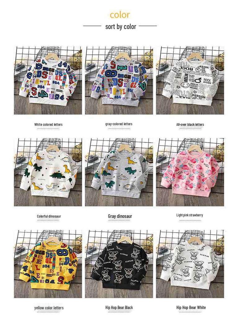 Jesień 2025 Bluza z długim rękawem z czystej bawełny dla chłopców i dziewcząt