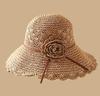 Summer Hats For Women Flower Rope Chain Foldable Sun Hat Beach Accessories Seaside Holiday Bucket Hat Sunhat New Beige Khaki