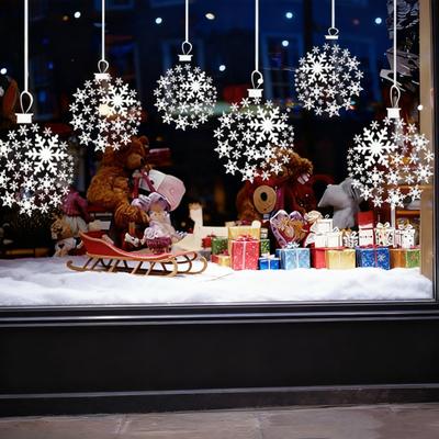 Jul Snöflinga Fönsterklistermärken Stora Vita Snöflinga Fönsterdekaler Vinter PVC Dekaler för Glas Inomhus Högtidsdekoration