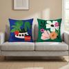 Plants and Flowers Cushion Cover Multi-Scene Pillow Cover for Home & Car - Reversible, Soft & Durable for Daily Use