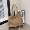 Große Tragetasche Strohtasche neue lässige Schultertasche gewebte Tasche Urlaub Strandtasche Damentasche Handtasche