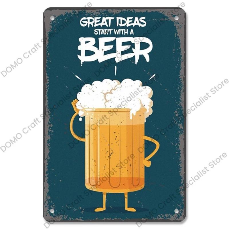 Vintage Beer Metal Sign, New Year Pub Decor Plaque