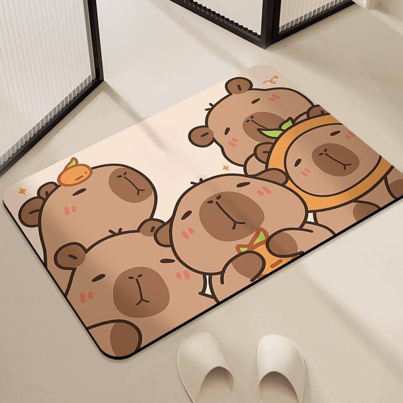 Alfombra de baño Kapibara,estera de barro de diatomeas antideslizante resistente a la suciedad,estera de suelo para puerta de baño de secado 40cm x 60cm