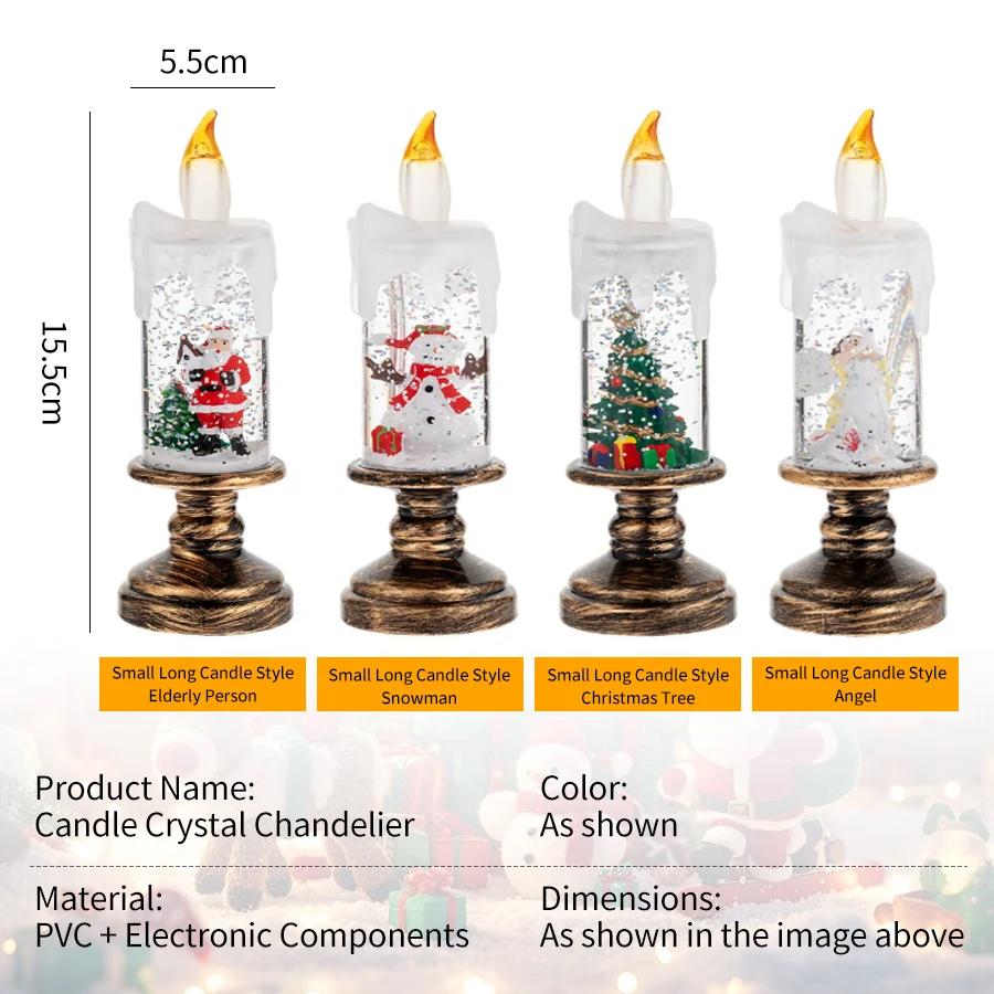 LED Candles Lights Christmas Lights Flameless Christmas Snow Globe Candle Light Home Decorative Candles Christmas Decorations