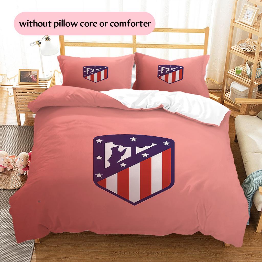 Atlético de Madrid Rašto Patalynės Antklodžių Rinkinys Namų Dekoras Dovana (1 * antklodės užvalkalas + 2 * pagalvės užvalkalai be šerdies)