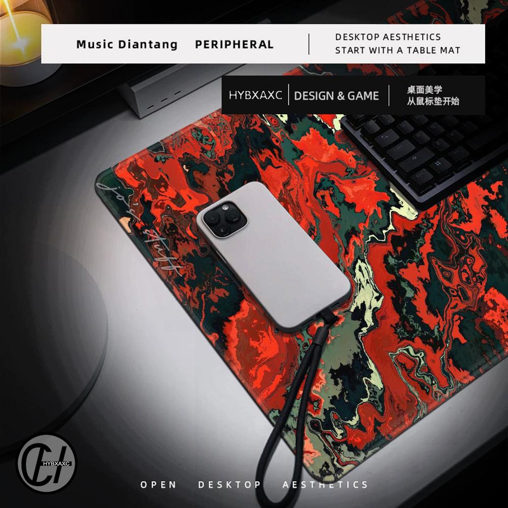 HYBXAXC Red Black Waves Large Gaming Mouse Pad Computer Keyboard with Non-Slip Rubber Stitched Edge Gift for Friends Boyfriend