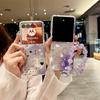 For Motorola Moto Razr 70 60 Pro 50 Ultra Gradient Flower Pattern Phone Case Bracelet Protection PC Hard Shell Back Cover