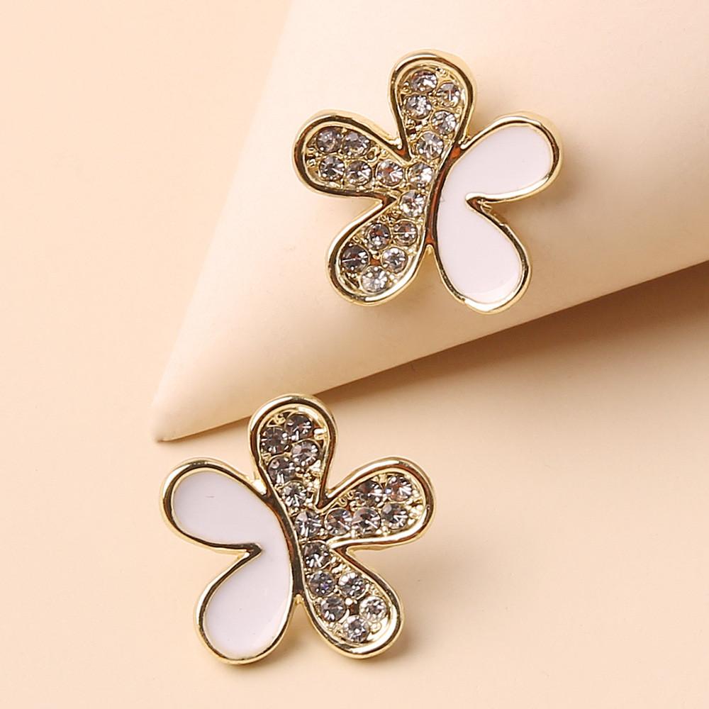Female Jewelry Gift Summer 2021 Floral Earrings With Rhinestone Accents