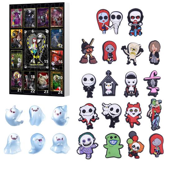 Halloween Adventskalender 24 Mini Harz Gruselige Puppe Halloween Countdown Kalender Sammelfiguren Horrorfilm für Kinder