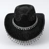 Sparkly Rhinestones Tassels Cowboy Hats Crystal Hat for Bachelorette Party Crystal Hat for Club Stage Bar