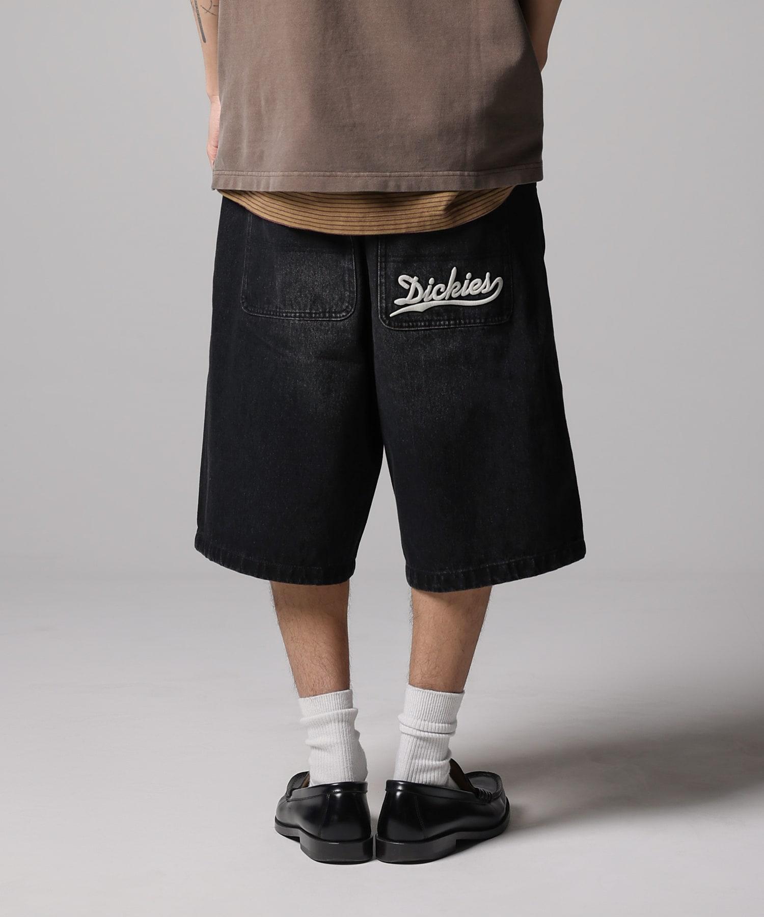 DICKIES Wave Logo Denim Shorts Black