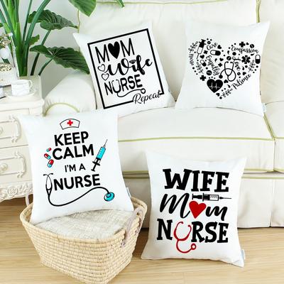 Federa Cuscino con Stampa Moglie Mamma Infermiera Regalo per Infermiera Federa in Poliestere Nordica Federe Cuscino Vita da Mamma Decorazione Letto Casa Cuscinetto