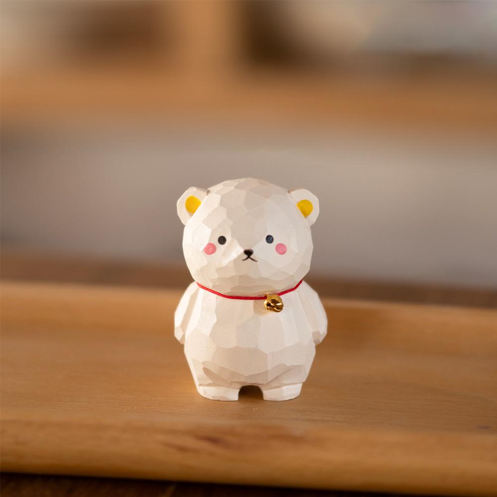Christmas Decorations Bear Cub Handcrafted wood carving Home decorations desk accessories room decor Handmade Ornaments wooden
