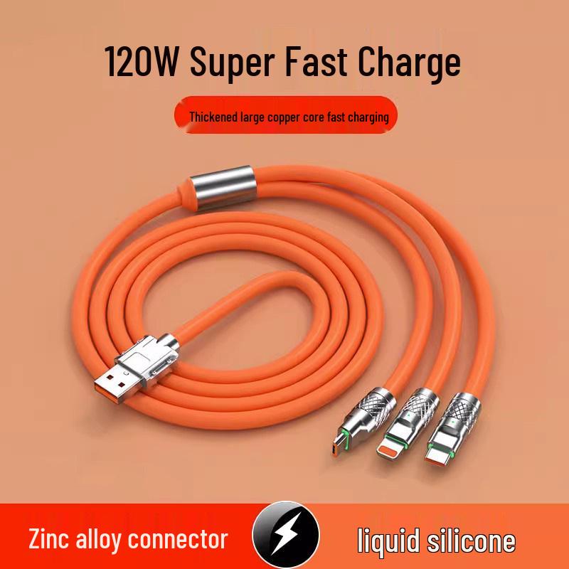 240W Fast Charging 3-in-1 Cable for Apple 13, Android, and Type-C.
