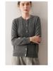 Herbst/Winter Reiner Kaschmir Damen Grau Rundhals Strickjacke - Locker Gestrickter Langarmpullover