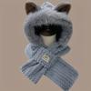 1pc Kawaii Cat Ears Beanie with Pom-Pom, Women's Winter Hat Furry Collar for Christmas Gift, Cute,Fashionable and Warm