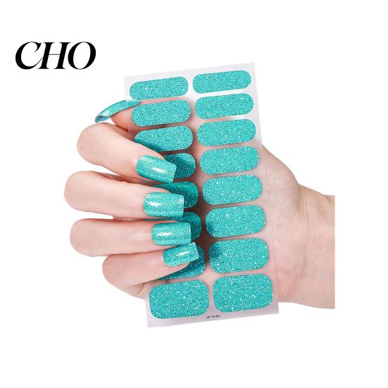 Nail Art Decal Glitter Polish Strips with File Easy Apply Remove Self Adhesive Women Strip Full Sticker Home Manicure DIY Decoration Wrap