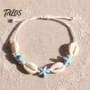 Lightweight Vacation Wrist Jewelry Summer Beach Bracelet, Bohemian Sea Shell Turtle Braided Handmade Woven Casual Daily Wear Accessory String