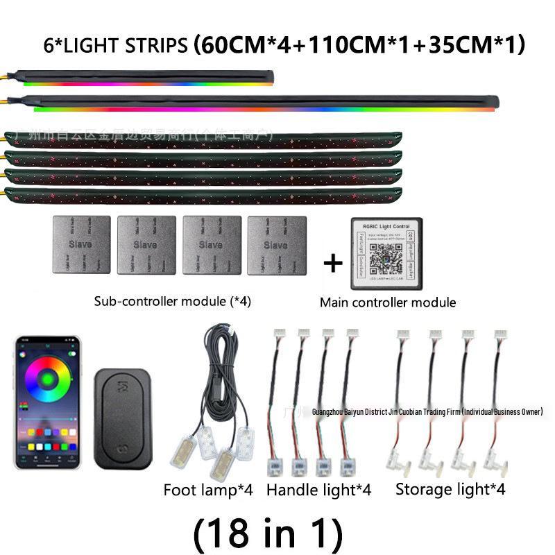 Universal Car LED Starry Sky Ambient Light - Music Rhythm, Dynamic Shadows, Interior Atmosphere Lamp