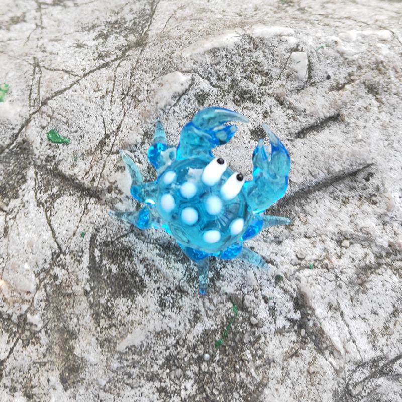 Handcrafted Glass Cartoon Animal Ornaments - Crab & Turtle Decor