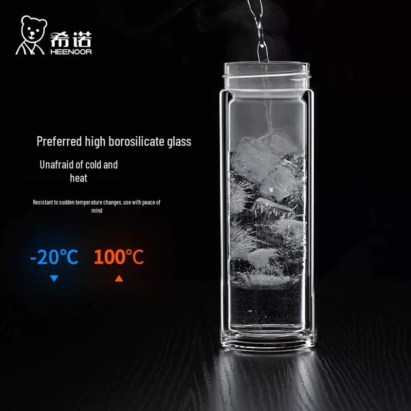 Xinuo Double Wall Borosilicate Glass Tea & Water Bottle XN-1051