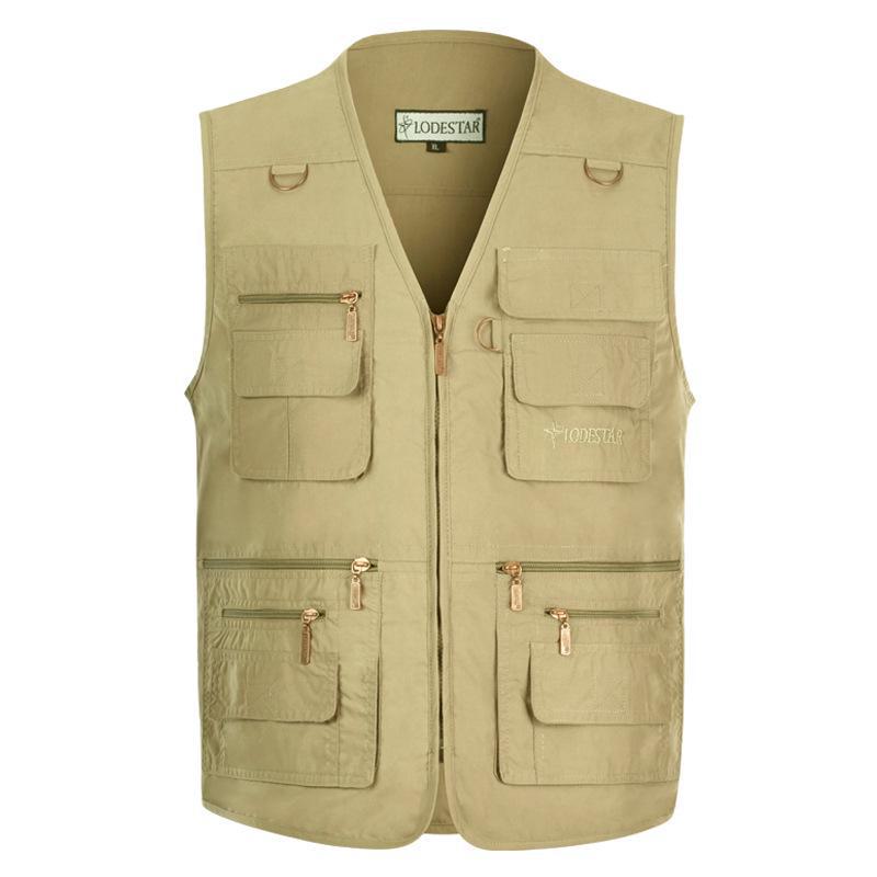 Men's Plus Size Multi-Pocket Outdoor Vest for Spring and Fall
