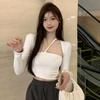 Women's Top Patchwork Crop Top Slim Fit Chic & Elegant Autumn Outfit Solid Color Square Neck Casual T Shirts